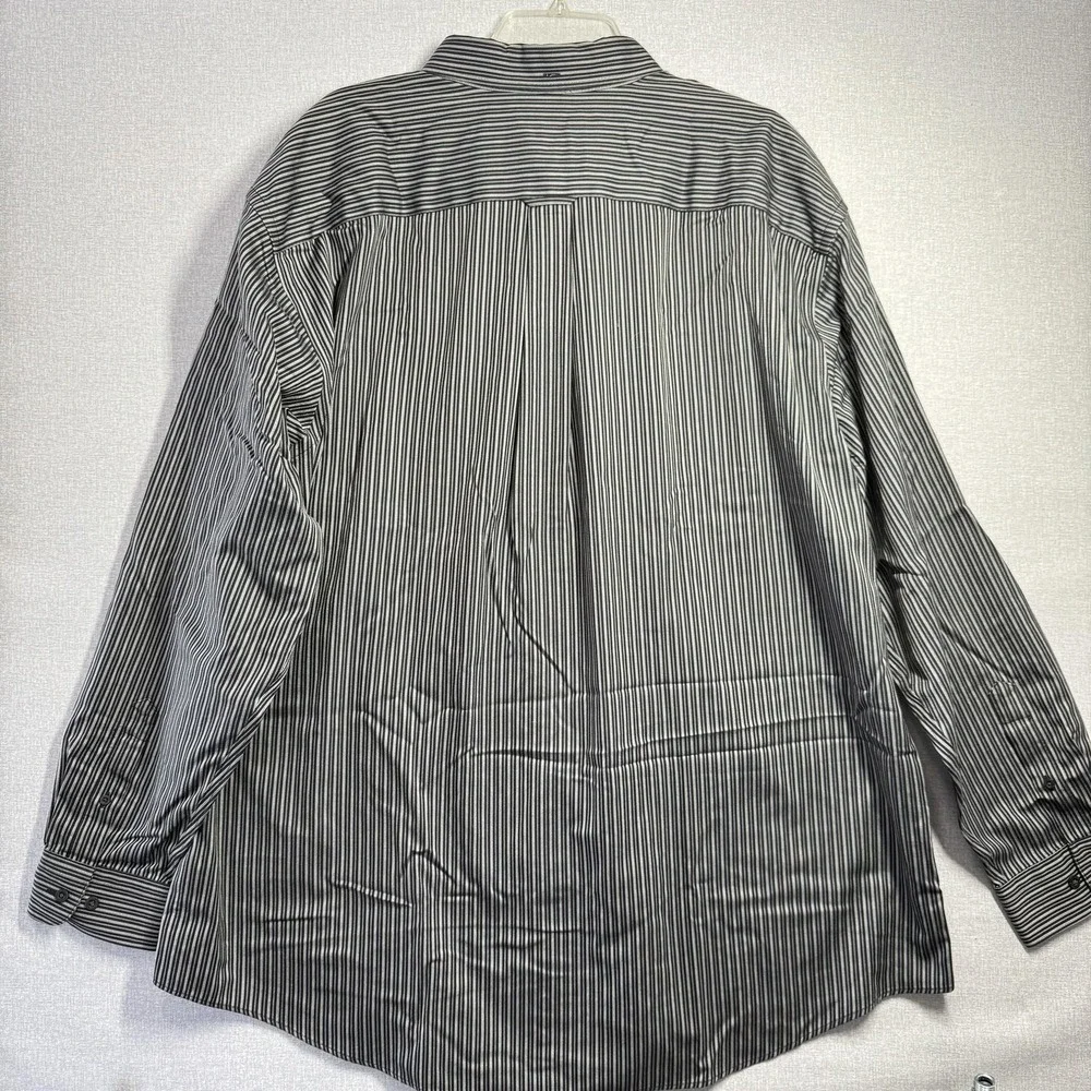 Nordstrom Shirt Mens 2XL Black White Stripe Classic Fit Non Iron Button Down - Picture 5 of 8